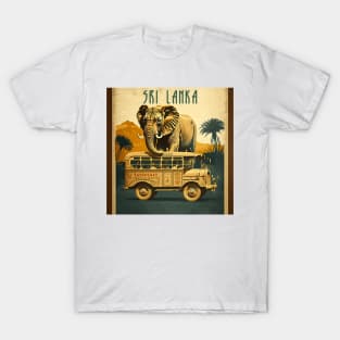 Sri Lanka Safari Vintage Travel Art Poster T-Shirt